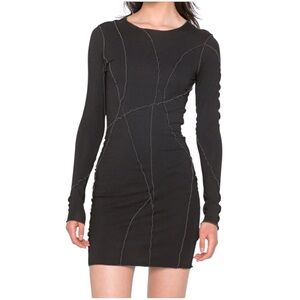 weekday ribbed dress tight ribbed mini dress - Black